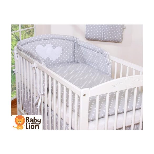 BabyLion Prémium 3 részes ágyneműhuzat szett - HH - Szürke alapon fehér pöttyök