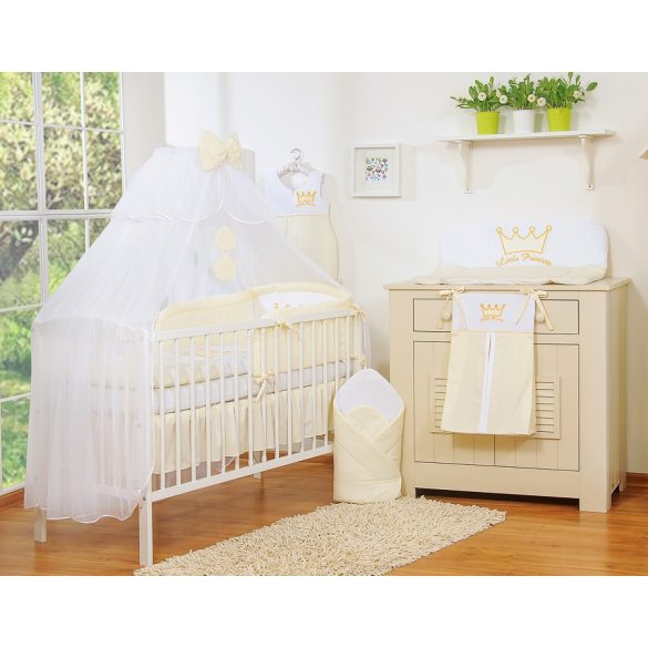 BabyLion Prémium 5 részes ágyneműhuzat szett - Little Princess - Citromsárga