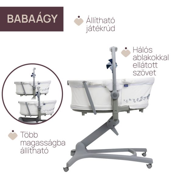 Baby Hug PRO 5in1 bölcső-etetőszék-szék 0-15 kg , 0-3 év