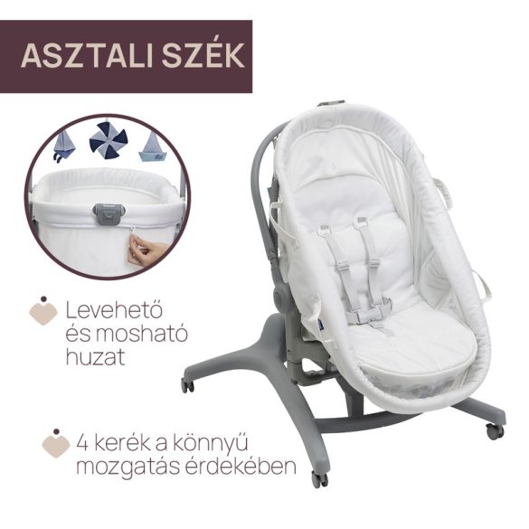 Baby Hug PRO 5in1 bölcső-etetőszék-szék 0-15 kg , 0-3 év