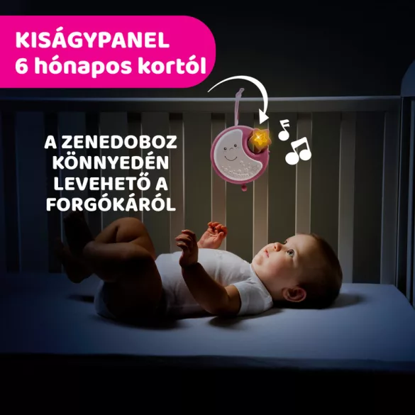 Next 2 Dreams zenélő forgóka - éjszakai fény rózsaszín