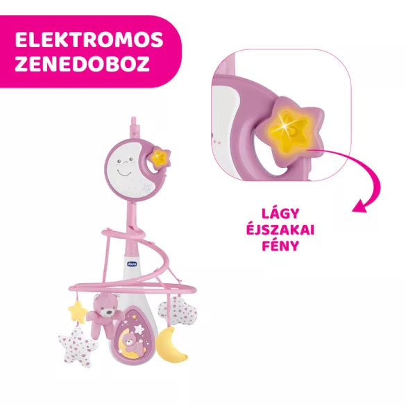 Next 2 Dreams zenélő forgóka - éjszakai fény rózsaszín