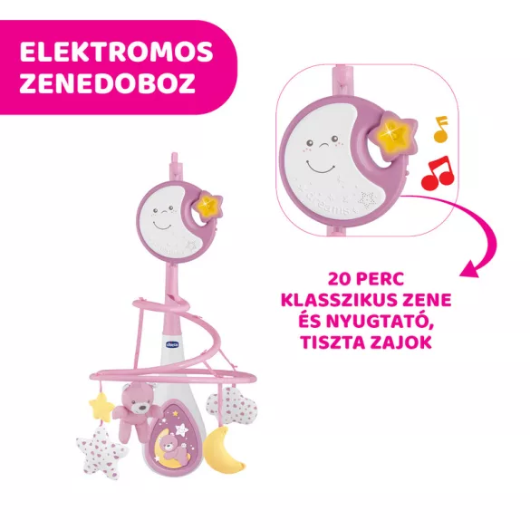Next 2 Dreams zenélő forgóka - éjszakai fény rózsaszín