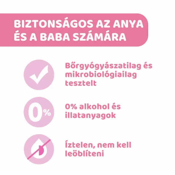 Melltörlőkendő szoptatás előtt és után - 72 db E-vitaminnal, Glicerinnel és prebiotikus Biolin®-nal