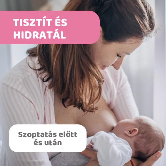 Melltörlőkendő szoptatás előtt és után - 72 db E-vitaminnal, Glicerinnel és prebiotikus Biolin®-nal