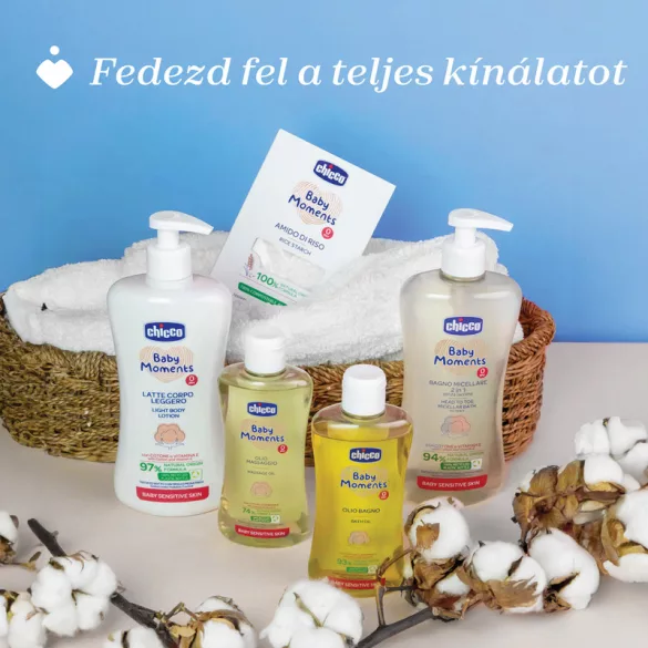 Testápoló tej Light 500 ml - sensitive Baby Moments gyapotmagolaj és E-vitamin, érzékeny bőrre