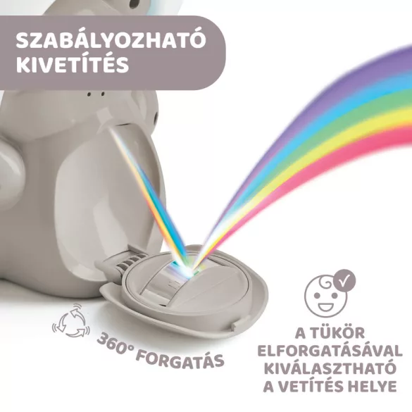 Rainbow Bear - Szivárvány maci zene-fény projektor elemes