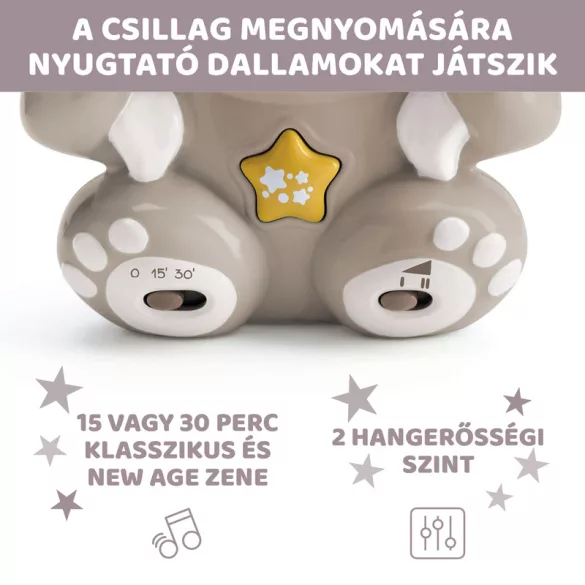Rainbow Bear - Szivárvány maci zene-fény projektor elemes