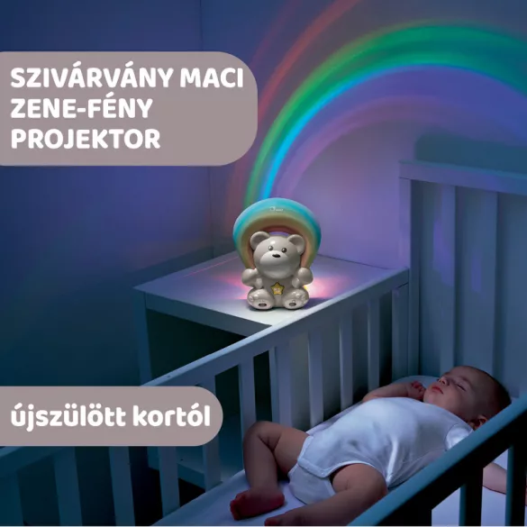Rainbow Bear - Szivárvány maci zene-fény projektor elemes