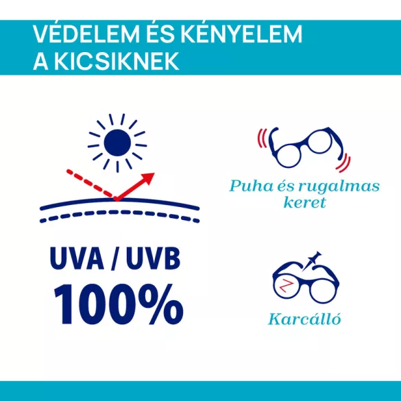Napszemüveg 12m+ szilikonpánttal és tükörlencsével UVA-UVB magas védelem