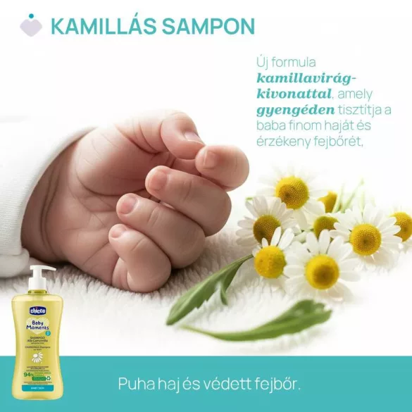 Kamillás sampon 500 ml Baby Moments kamilla-kivonattal