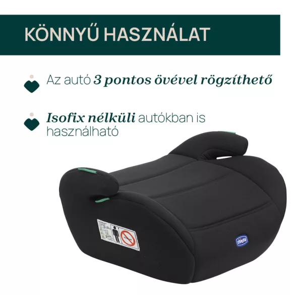 Quasar i-Size ülésmagasító 126-150 cm isofix nélküli autóba