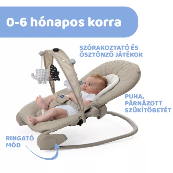 Chicco Hooplá kétfunkciós pihenőszék 0-18 kg - Champagne