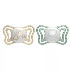   Physio Forma® Light Glow 2-6hó éjszakai cumi 2 db foszforeszkálós karimával