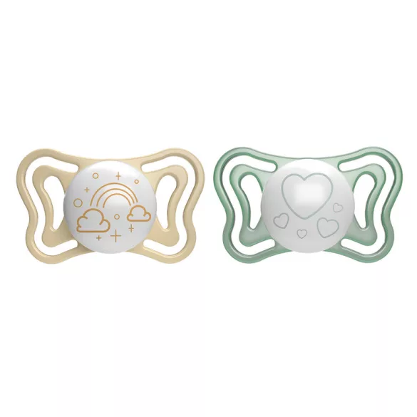 Physio Forma® Light Glow 2-6hó éjszakai cumi 2 db foszforeszkálós karimával