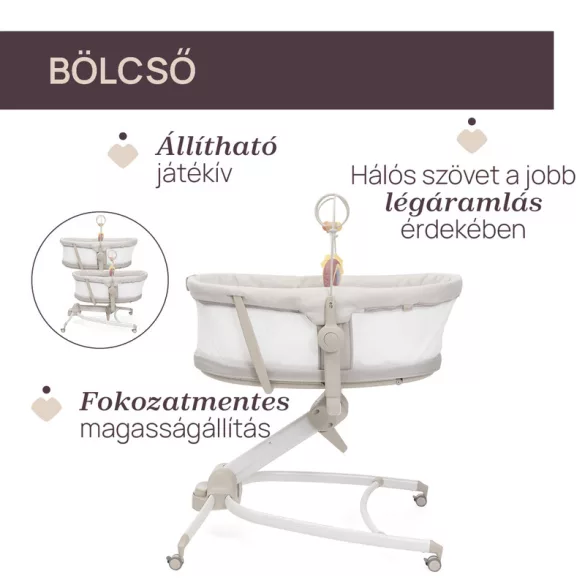 Baby Hug Armonia 4in1 bölcső-asztali szék 0 - 15 kg, 0- 36 hó
