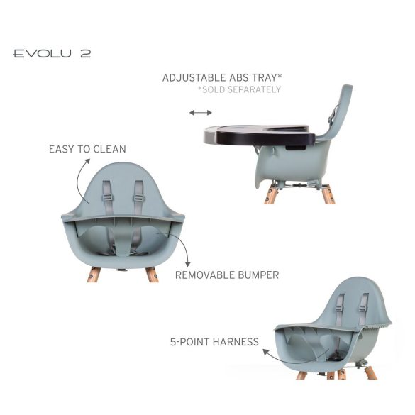 CHILDHOME Evolu 2 Etetőszék - Fa/Menta