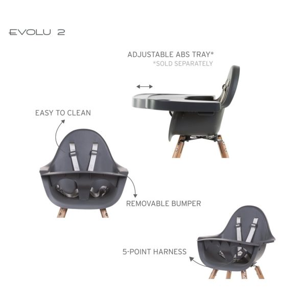 CHILDHOME Evolu 2 Etetőszék - Fa/Antracit
