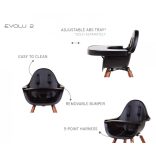 CHILDHOME Evolu 2 Etetőszék - Dió/Fekete
