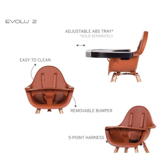 CHILDHOME Evolu 2 Etetőszék - Fa/Rozsdaszín