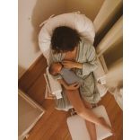 Hintaszék Lábtartóval - Fa/PU Bőr - Fehér