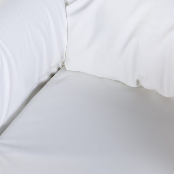 Hintaszék Lábtartóval - Fa/PU Bőr - Fehér