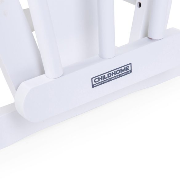 Hintaszék Lábtartóval - Fa/PU Bőr - Fehér