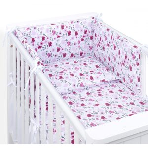 MTT 3 részes ágyneműhuzat szett (100x135cm) - Rózsaszín árvácskák